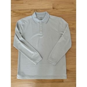 Haggar‎ Mens High Rise Gray Cool 18 Pro Long Sleeve Polo Shirt Small